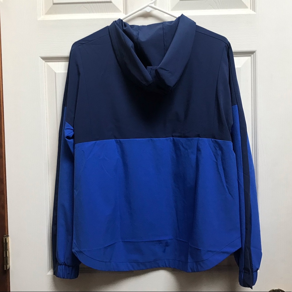 Adidas blue/white long sleeved hooded windbreaker - Picture 7 of 8